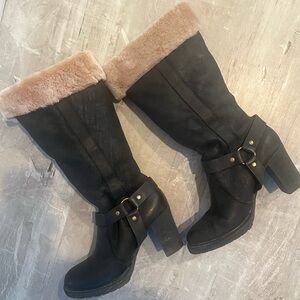 Stetson vintage women’s black shearling lined Biker boots size 8